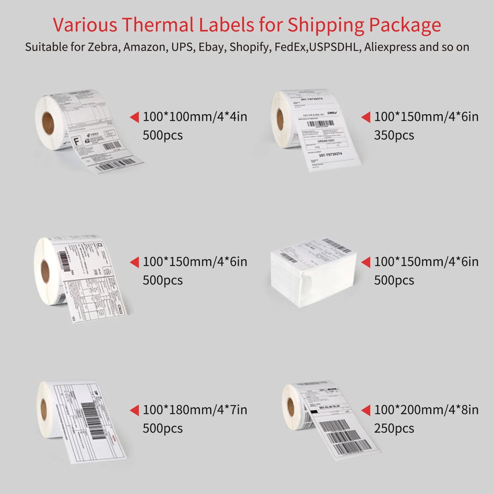 Thermal Shipping Labels Roll Shipping Package Thermal Printer All-Purpose Label Paper Sticker Self-adhesive for Express