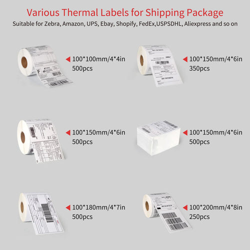Thermal Shipping Labels Roll Shipping Package Thermal Printer All-Purpose Label Paper Sticker Self-adhesive for Express