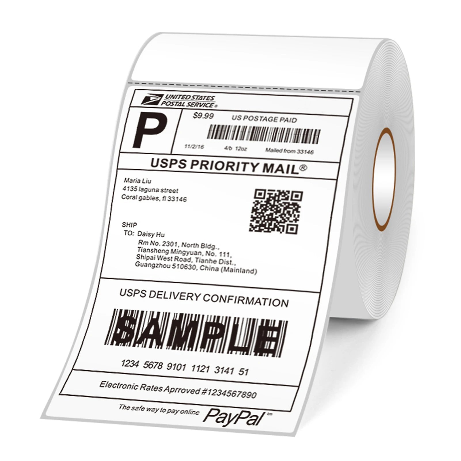 Thermal Shipping Labels Roll Shipping Package Thermal Printer All-Purpose Label Paper Sticker Self-adhesive for Express