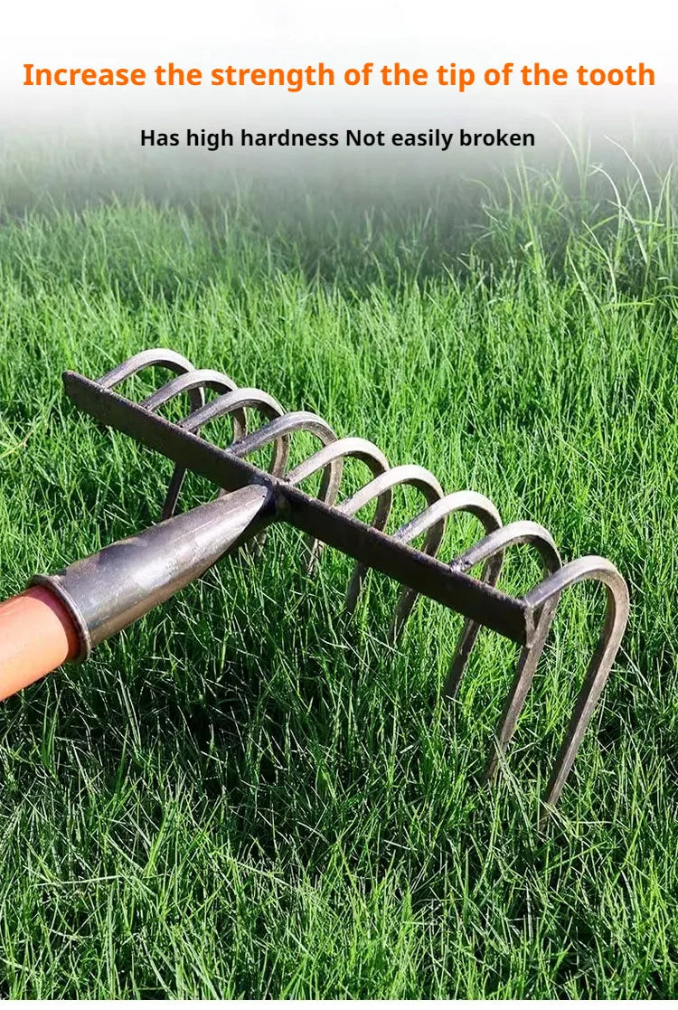 Multifunctional Ninetooth Nail Rake Household Sturdy and durable manganese steel laborsaving nail rake Garden agricultural tool