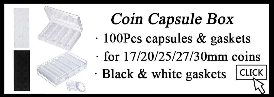 10Pcs Celar Collection Coin Holder Capsule with Display Stand and Gasket 17/20/25/27/30/33/38/40mm Coins Storage Organizer Box
