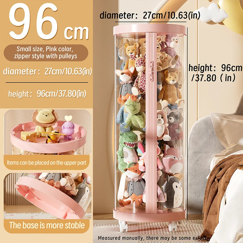 Transparent Doll Storage Box Plush Toy Organization Toy Storage Tube DIY Zipper Bins Kid Christmas Gift Children's Toy Organizer