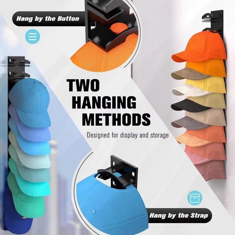 10Grids Wall Mounted Cap Rack Hat Holder Baseball Cap Towel Rack Holder Closet Hanger Storage Organizer Accessories Space Saving