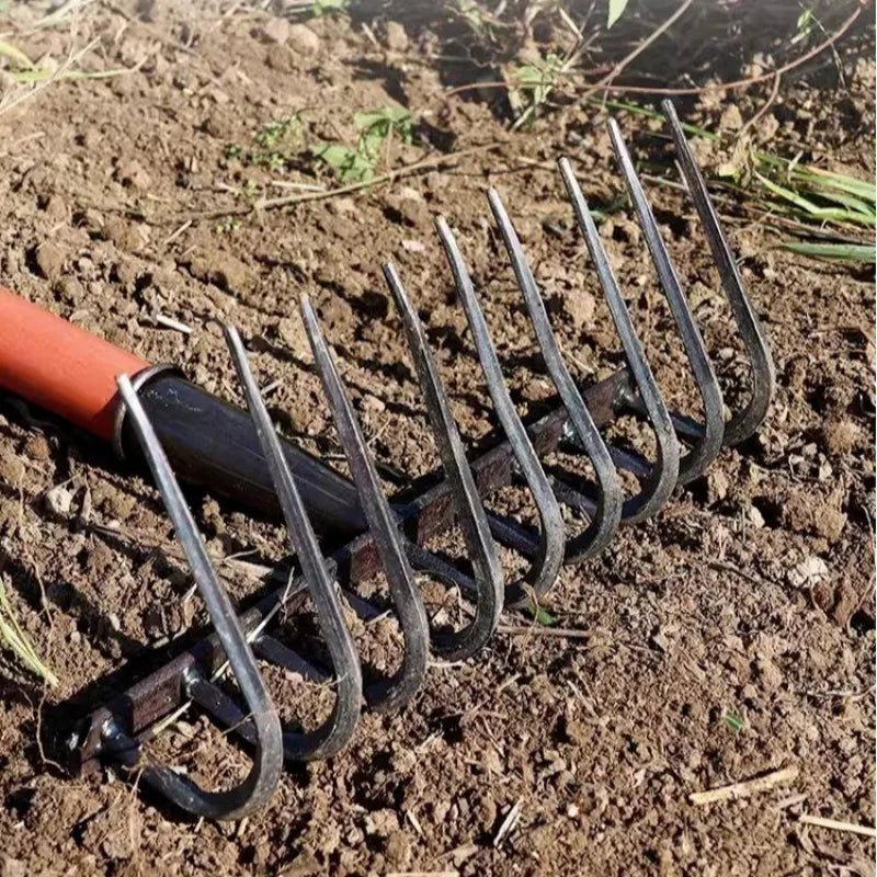 Multifunctional Ninetooth Nail Rake Household Sturdy and durable manganese steel laborsaving nail rake Garden agricultural tool
