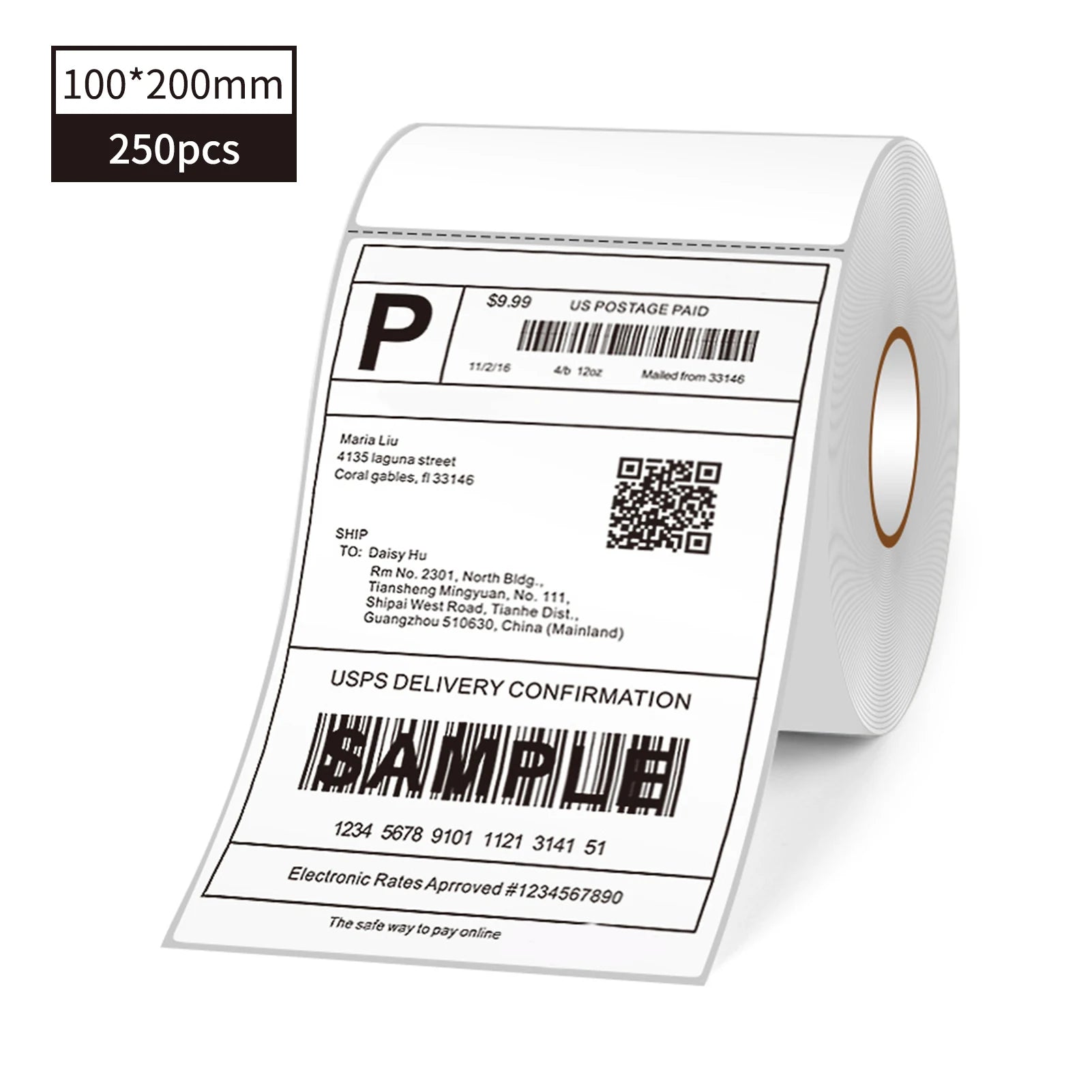Thermal Shipping Labels Roll Shipping Package Thermal Printer All-Purpose Label Paper Sticker Self-adhesive for Express