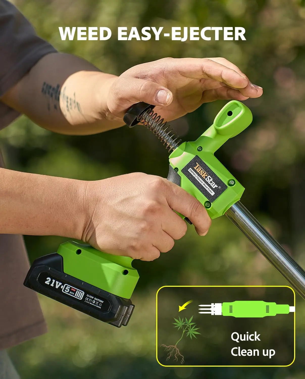 TaskStar 21V Electric Weeders With Dual-Safety Switch&2 2.0Ah Batteries Quick Clean Up Weed Garden Power Tool Fit Makita Battery