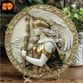 Glam Style Athena Aluminum Wall Plaque, 8 Inch Round Retro Metal Wall Art, Goddess Home Decor Wall Hanging