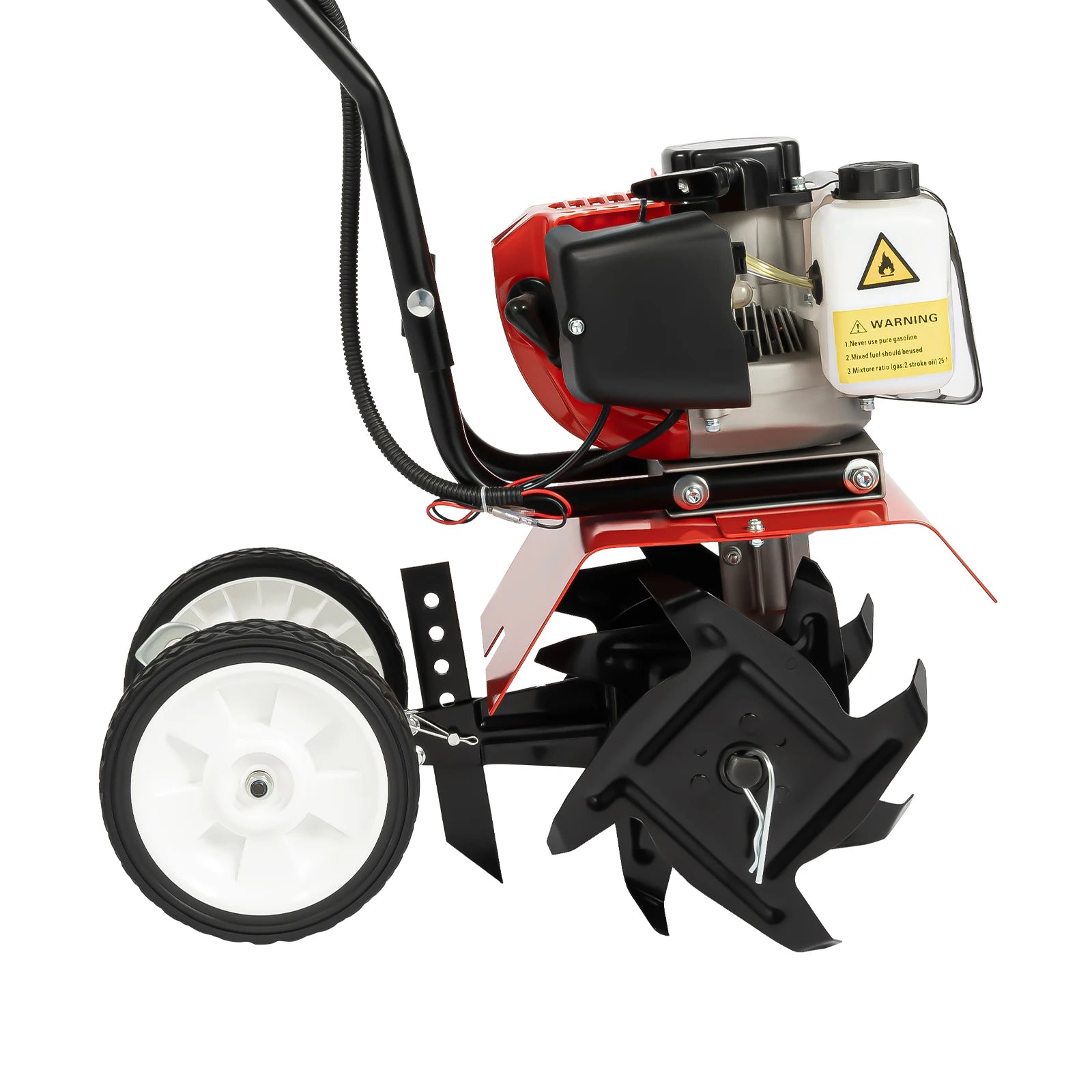 52CC 1700W Gasoline Garden Tiller Cordless 2-stroke Air-Cooled Cultivator Rotary for Trenching Loosening 12in/30cm Wide 12cm dp