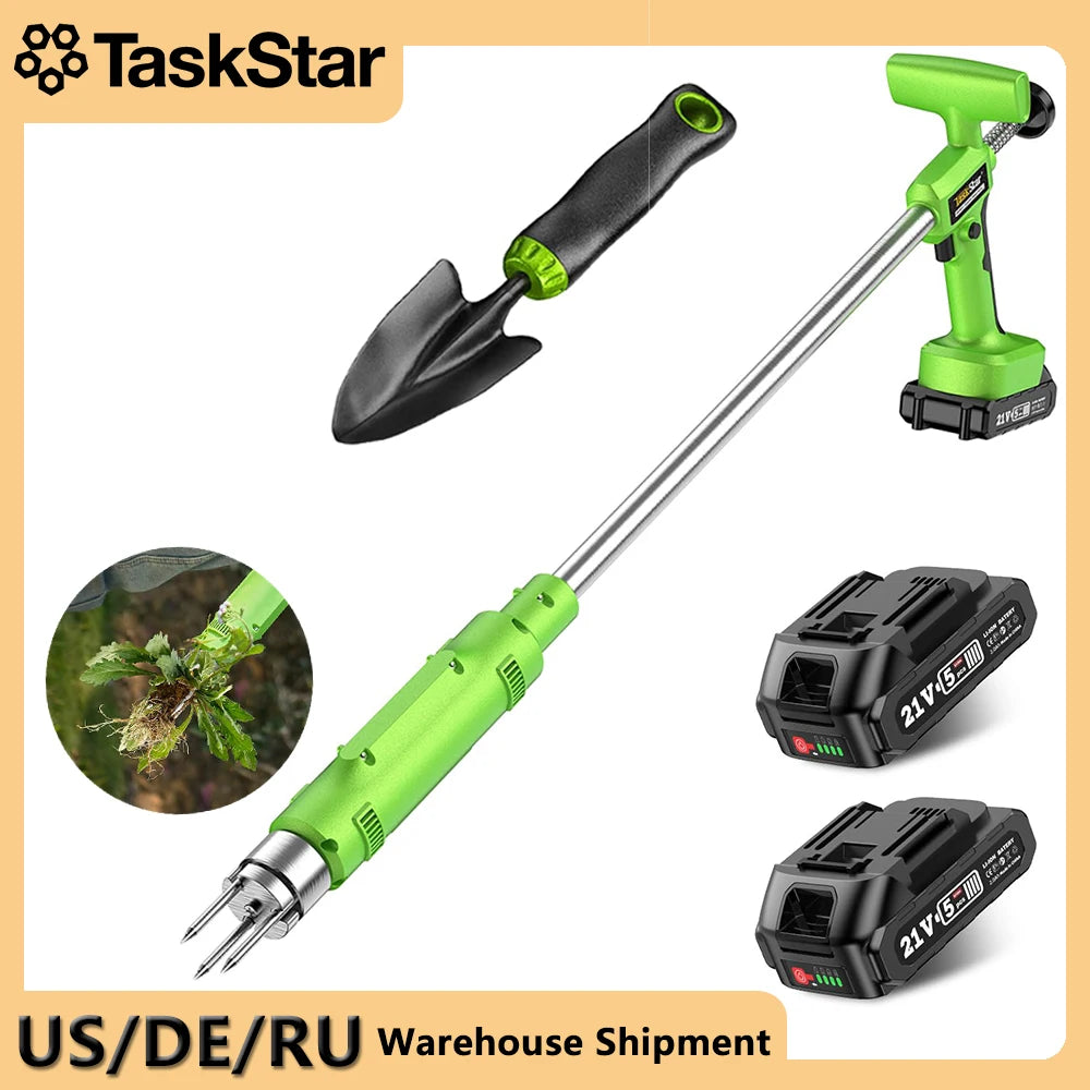 TaskStar 21V Electric Weeders With Dual-Safety Switch&2 2.0Ah Batteries Quick Clean Up Weed Garden Power Tool Fit Makita Battery
