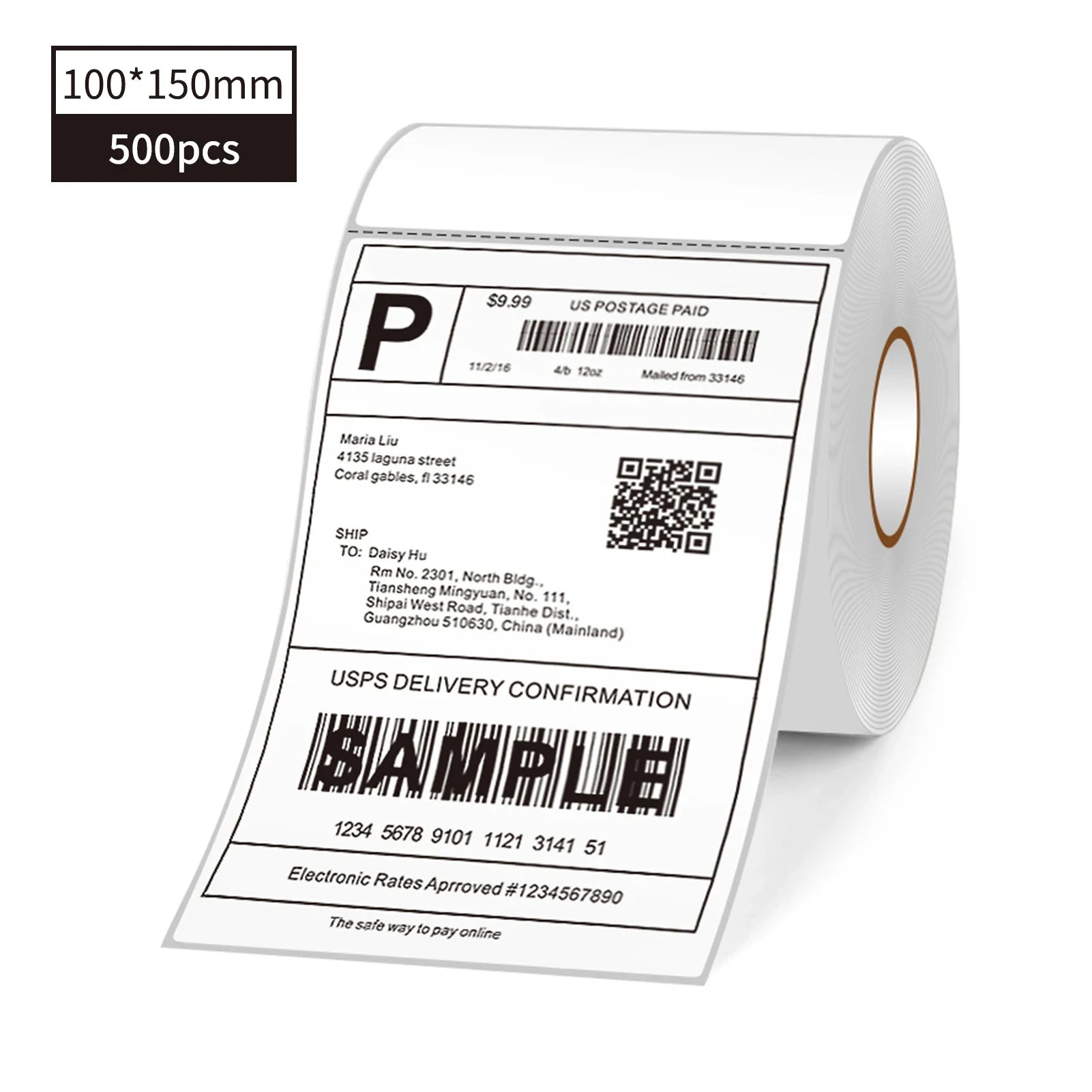 Thermal Shipping Labels Roll Shipping Package Thermal Printer All-Purpose Label Paper Sticker Self-adhesive for Express