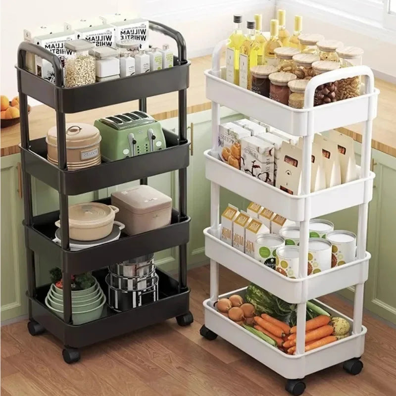 Multi-functional Kitchen Storage Shelf, Mobile Trolley, Floor-standing Multi-layer Storage Rack,for Snacks,Fruits and Vegetables