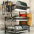 2025 3-Tier Metal Dish Rack Black Large-Capacity Kitchen Countertop Storage Organizer