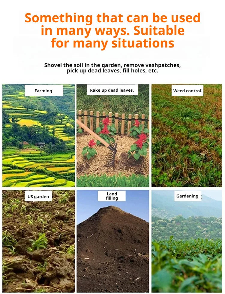 Multifunctional Ninetooth Nail Rake Household Sturdy and durable manganese steel laborsaving nail rake Garden agricultural tool