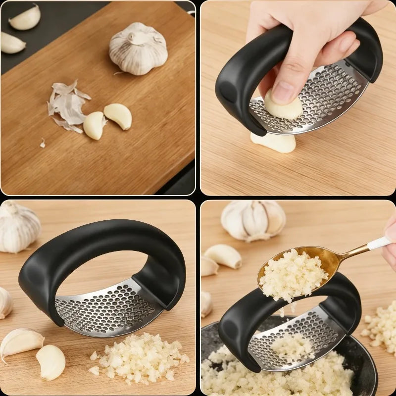 Stainless Steel Garlic Press, Heavy Duty Manual Garlic Crusher & Mincer, Handheld Kitchen Tool for Garlic & Ginger