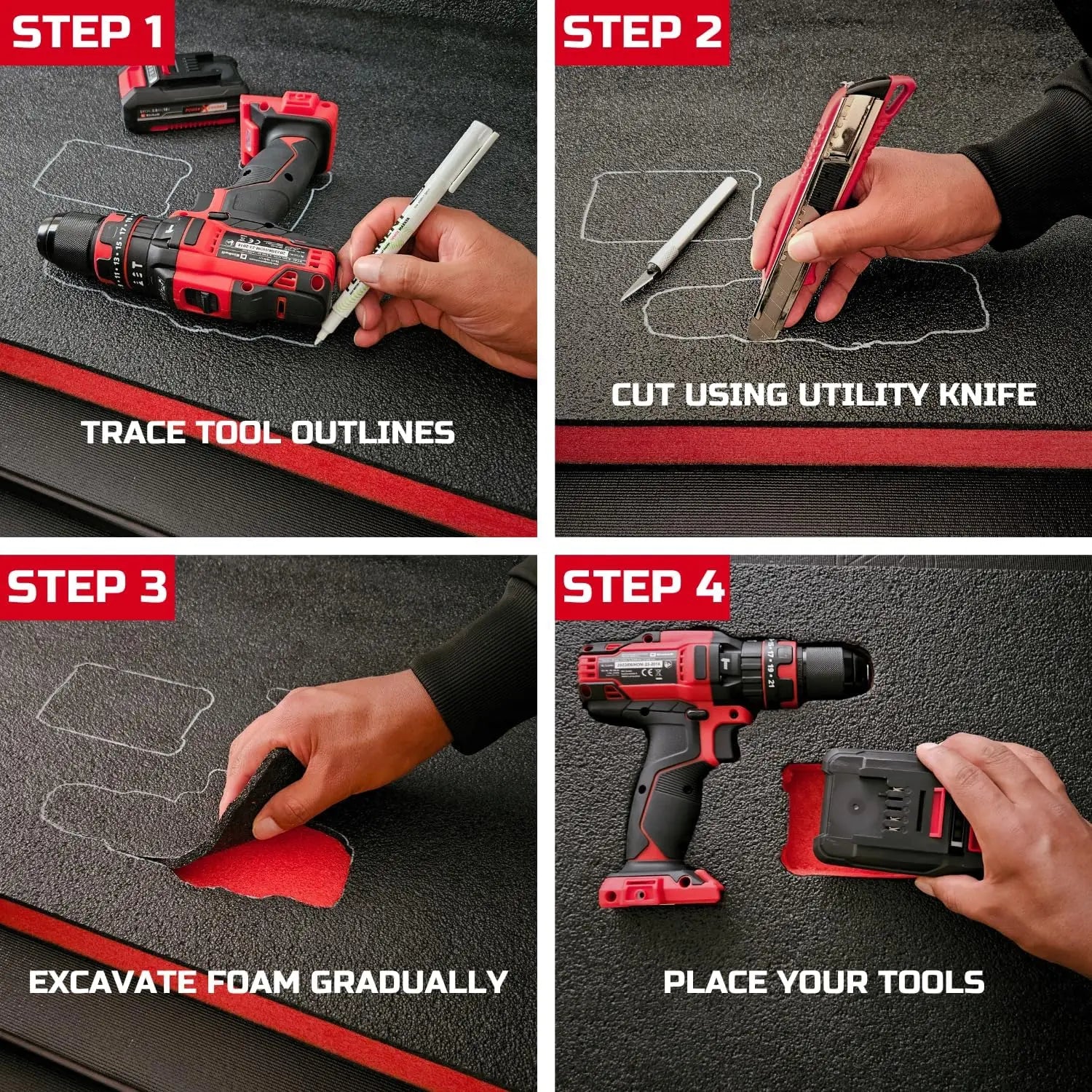 Tool Box Foam Inserts for Cases Tool Box Liner Polyethylene Foams Sheets Toolbox Kaizen Organizer and Storage Tool Shadow