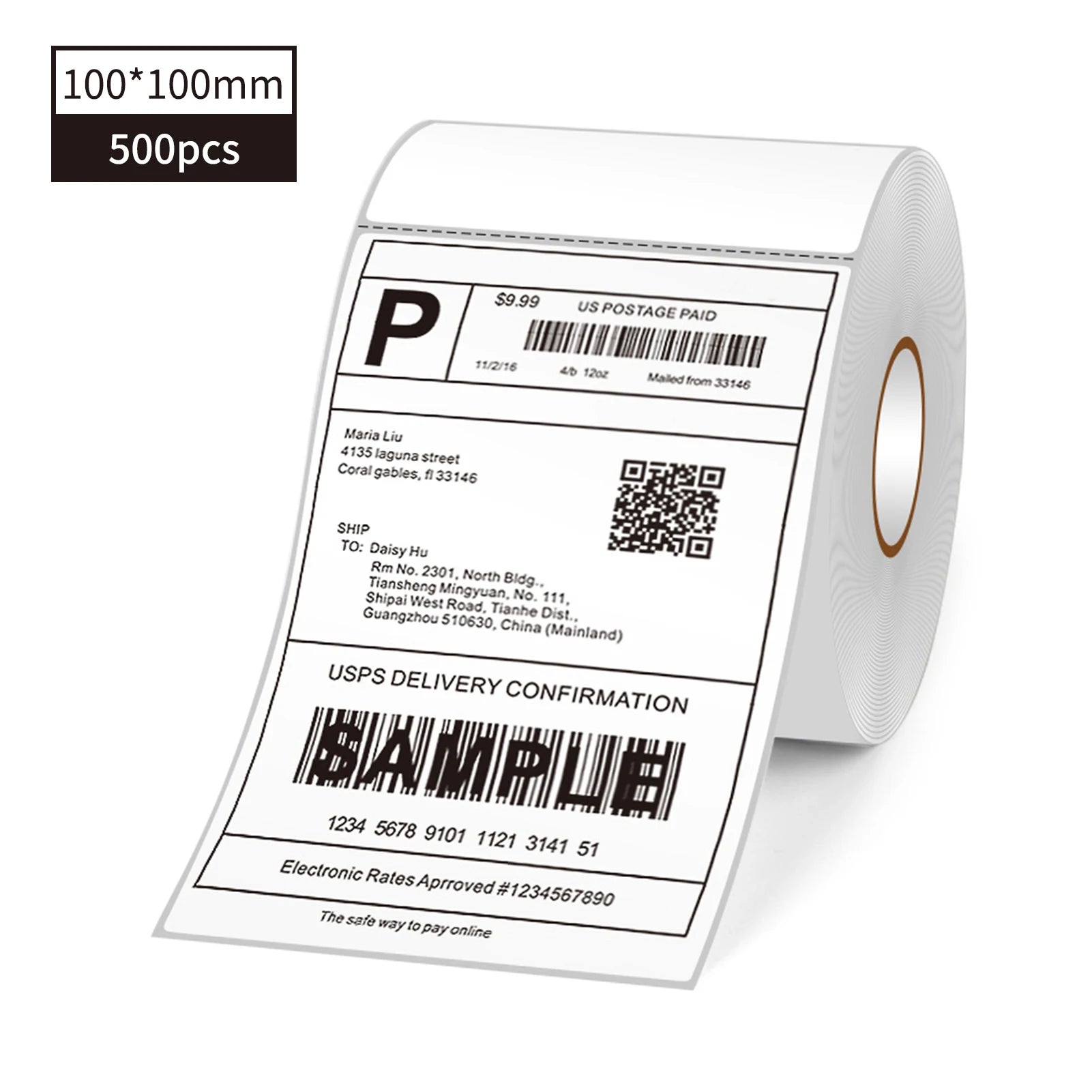 Thermal Shipping Labels Roll Shipping Package Thermal Printer All-Purpose Label Paper Sticker Self-adhesive for Express