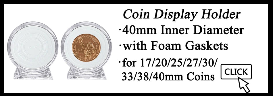 48PCS 46mm Capsule with Foam Gasket and Storage Organizer Bag for 20/25/30/35/40/46mm Commemorative Old Coin Collection Supplies