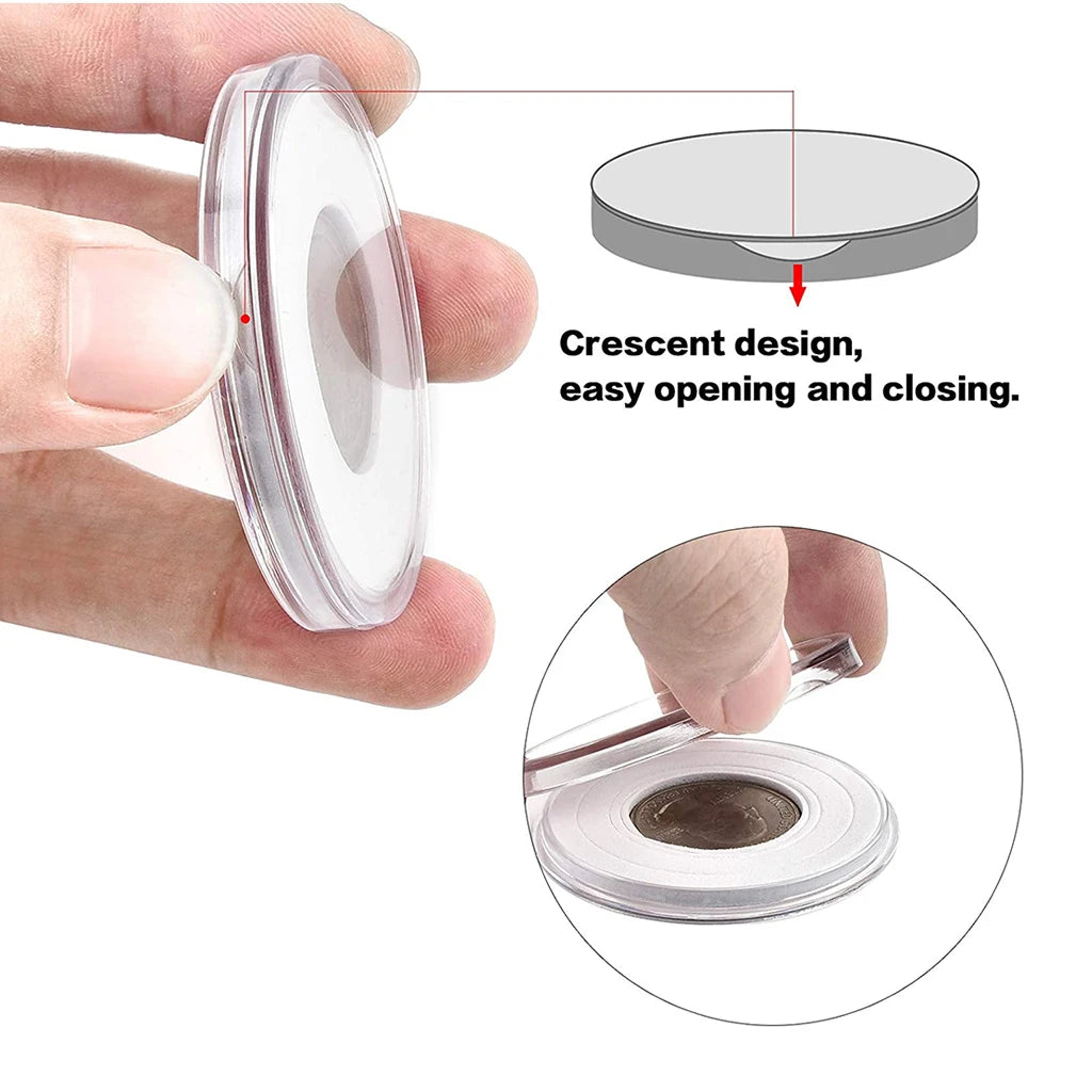 48PCS 46mm Capsule with Foam Gasket and Storage Organizer Bag for 20/25/30/35/40/46mm Commemorative Old Coin Collection Supplies