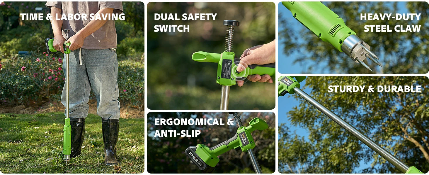 TaskStar 21V Electric Weeders With Dual-Safety Switch&2 2.0Ah Batteries Quick Clean Up Weed Garden Power Tool Fit Makita Battery