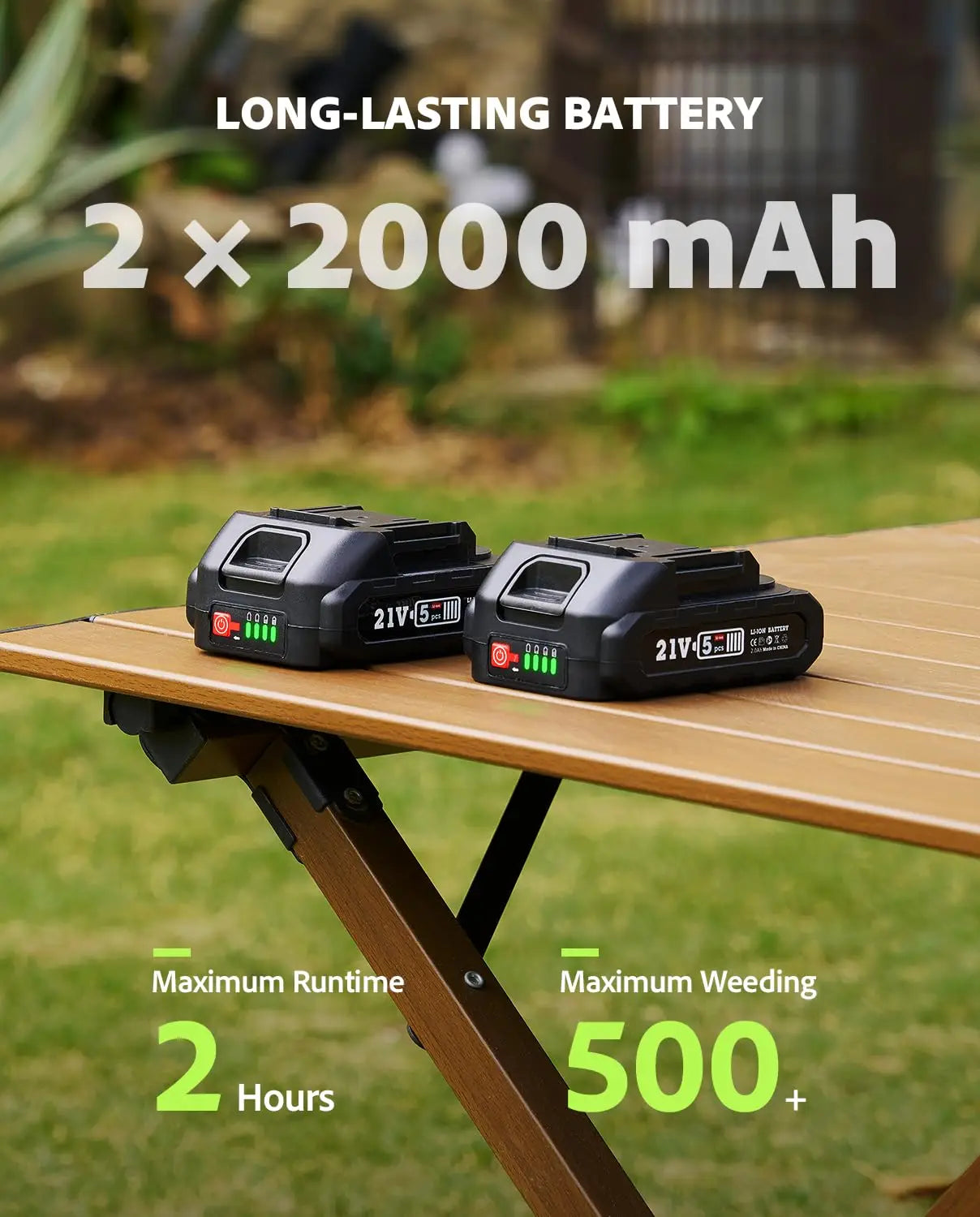 TaskStar 21V Electric Weeders With Dual-Safety Switch&2 2.0Ah Batteries Quick Clean Up Weed Garden Power Tool Fit Makita Battery