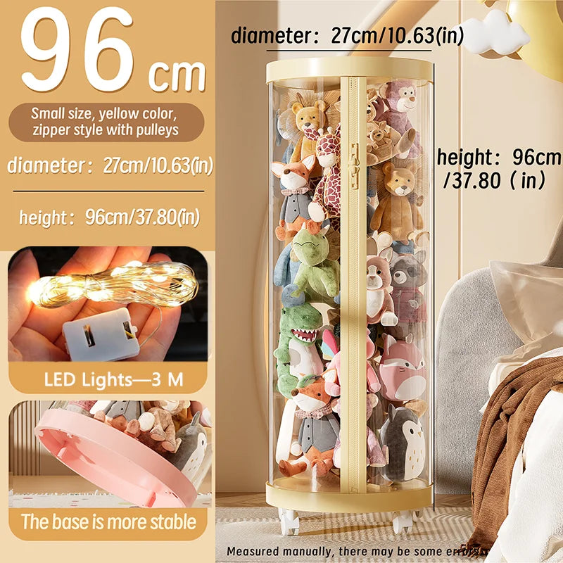 Transparent Doll Storage Box Plush Toy Organization Toy Storage Tube DIY Zipper Bins Kid Christmas Gift Children's Toy Organizer