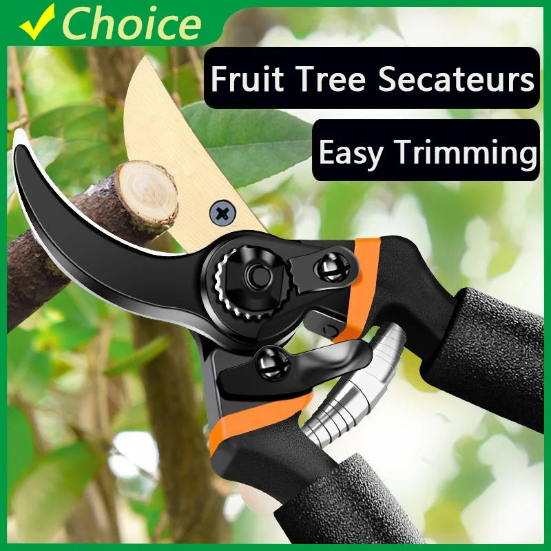 Professional Titanium Bypass Pruning Shears Garden Hand Pruners Lightweight Ergonomic Non-slip Handles SK-5 Steel Durable