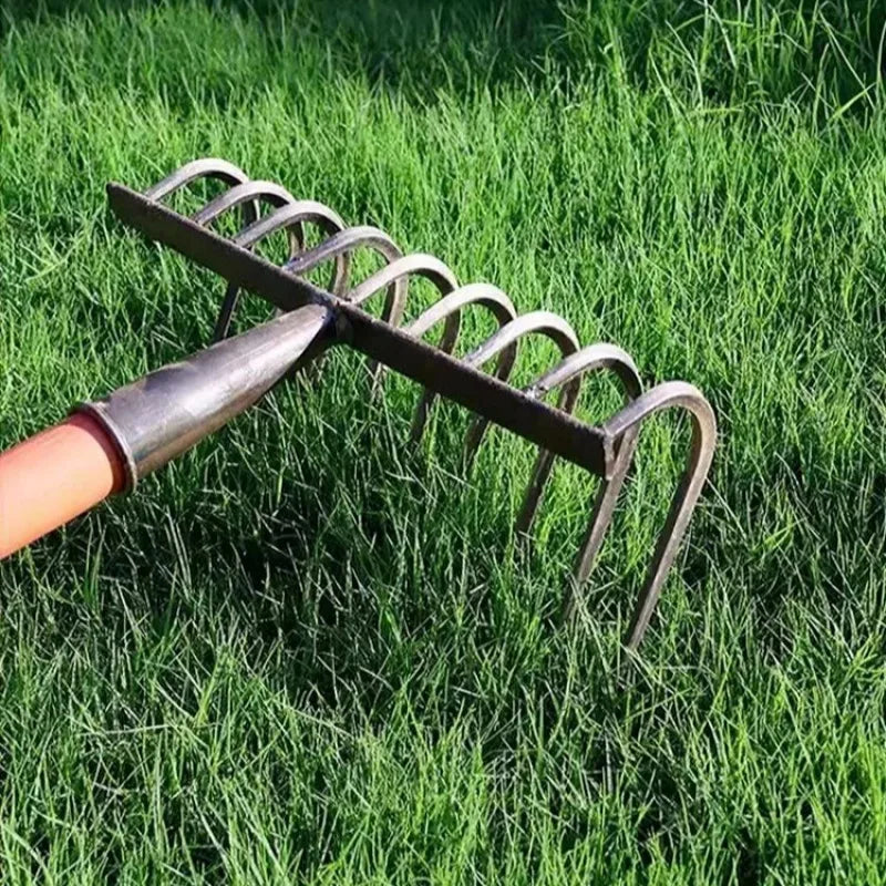 Multifunctional Ninetooth Nail Rake Household Sturdy and durable manganese steel laborsaving nail rake Garden agricultural tool