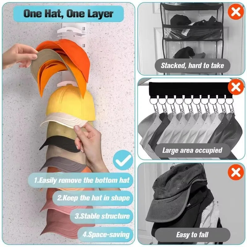10Grids Wall Mounted Cap Rack Hat Holder Baseball Cap Towel Rack Holder Closet Hanger Storage Organizer Accessories Space Saving