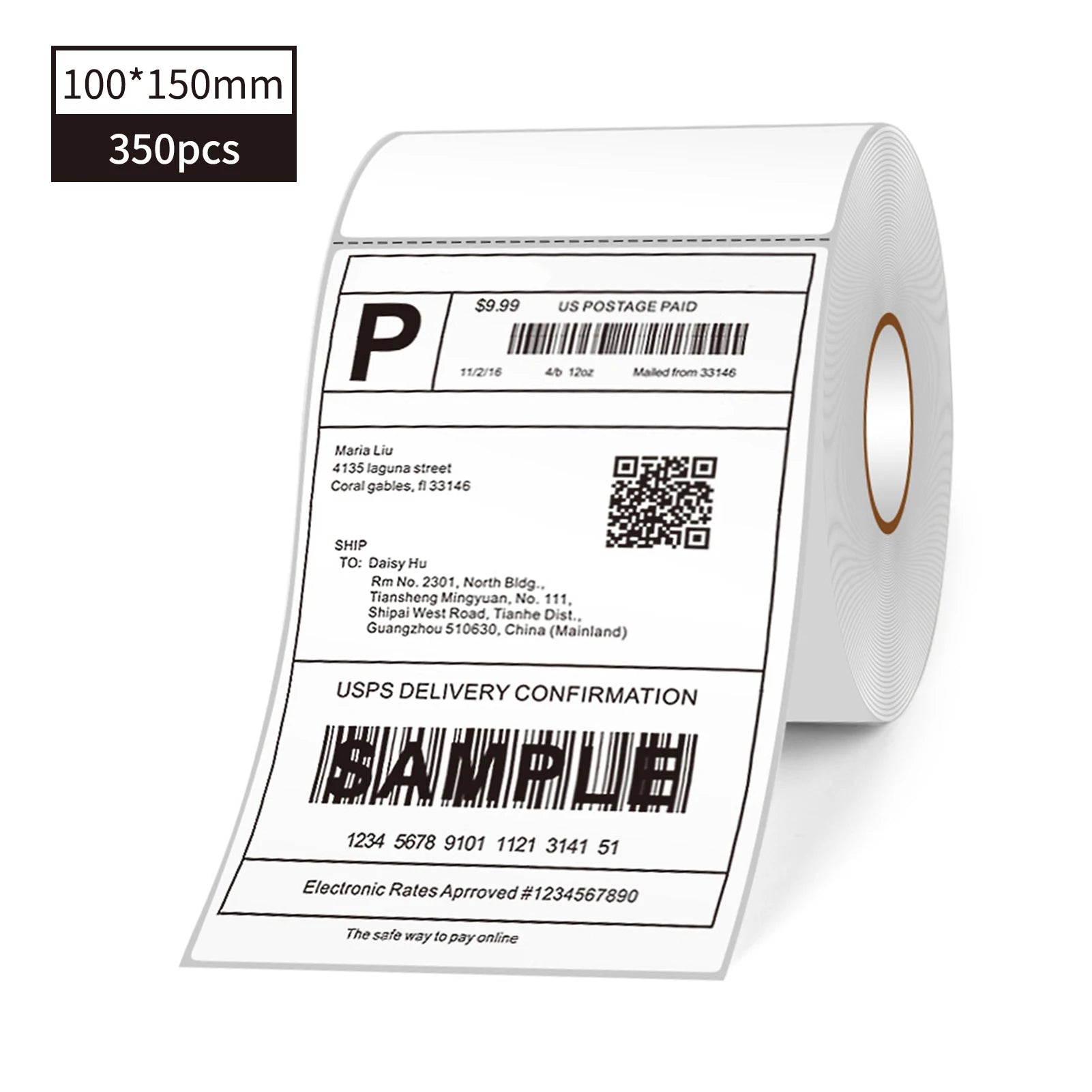 Thermal Shipping Labels Roll Shipping Package Thermal Printer All-Purpose Label Paper Sticker Self-adhesive for Express