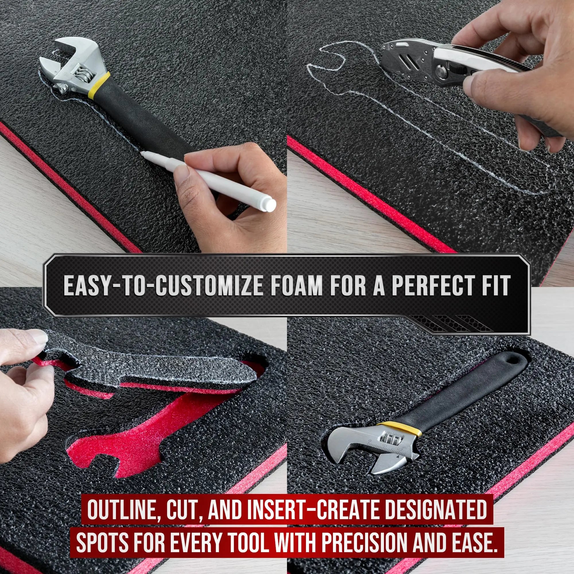 Tool Box Foam Inserts for Cases Tool Box Liner Polyethylene Foams Sheets Toolbox Kaizen Organizer and Storage Tool Shadow