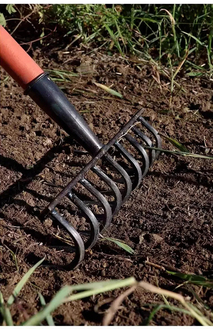 Multifunctional Ninetooth Nail Rake Household Sturdy and durable manganese steel laborsaving nail rake Garden agricultural tool