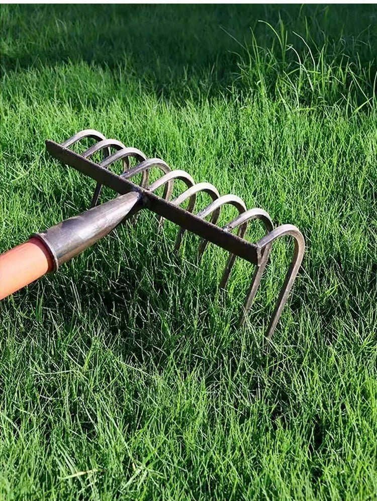 Multifunctional Ninetooth Nail Rake Household Sturdy and durable manganese steel laborsaving nail rake Garden agricultural tool