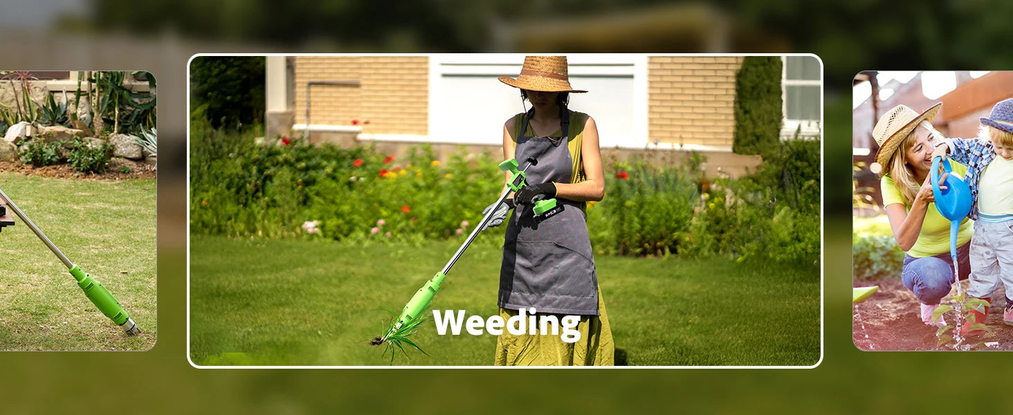 TaskStar 21V Electric Weeders With Dual-Safety Switch&2 2.0Ah Batteries Quick Clean Up Weed Garden Power Tool Fit Makita Battery