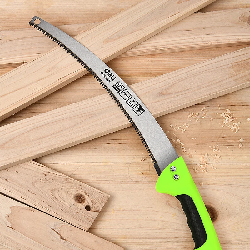 Deli 13in 330mm Curved Hand Saw Green,Sharp and Durable Blade for Efficient Pruning, Gardening, and Landscaping Tasks