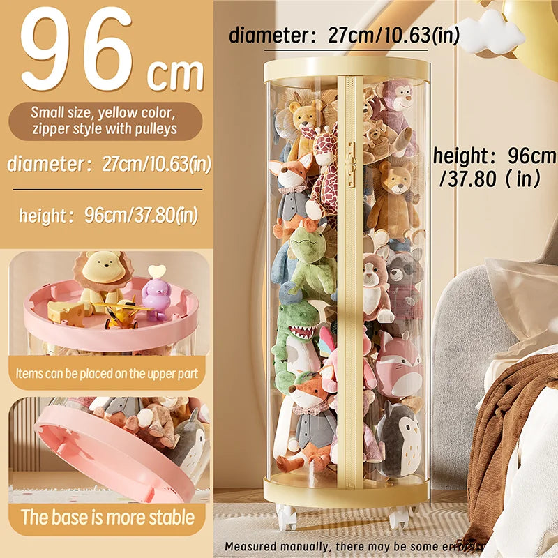 Transparent Doll Storage Box Plush Toy Organization Toy Storage Tube DIY Zipper Bins Kid Christmas Gift Children's Toy Organizer